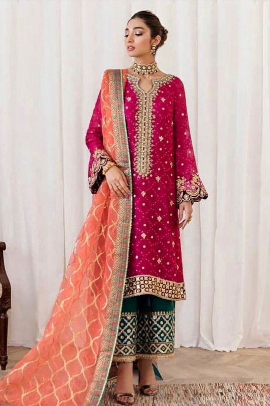 MARYAM HUSSAIN Unstitched 3PC Embroidered Lawn A434