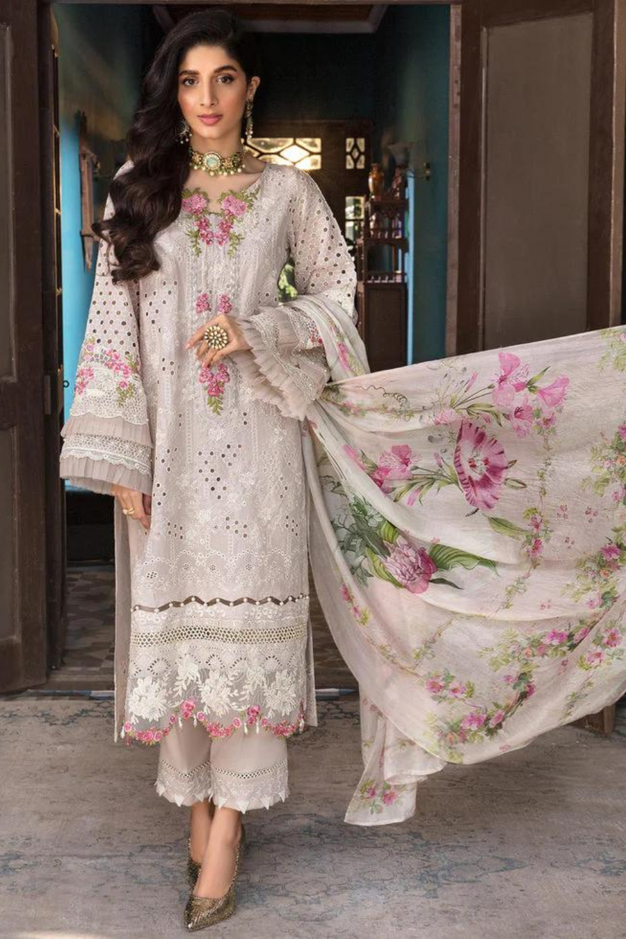 Elaf Unstitched 3PC Lawn Embroidered A172