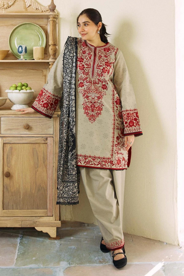 Zara ShahJahan Linen 3PC Embroidered AZ - 0102