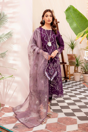 Bareeze Unstitched 3PC Lawn Embroidered A255