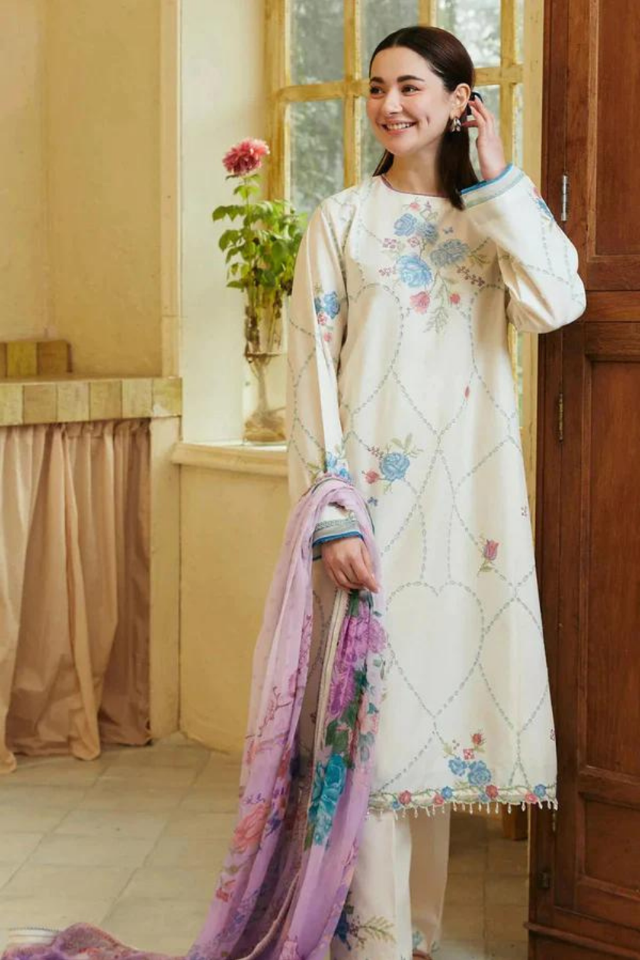 Zara ShahJahan Dhanak 3PC Embroidered AZ - 0115